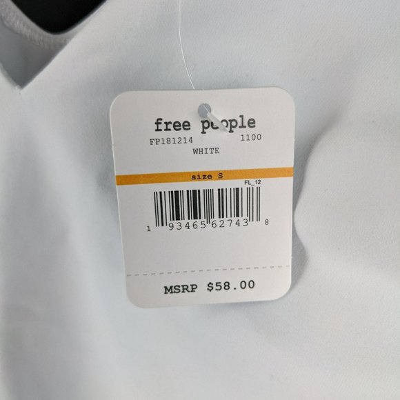 NWT Free People White Thong V-Neck Bodysuit Size L - Picture 2 of 7